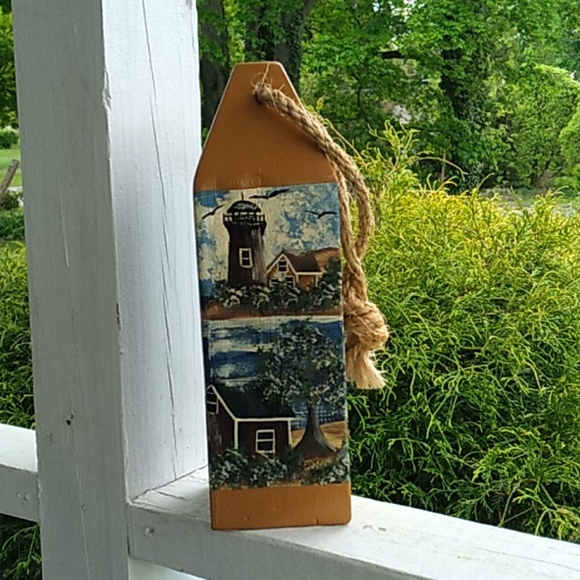 VINTAGE ARTIST MADE COASTAL SHIPS LIGHTHOUSES WOODEN 3D BOUY - Picture 3 of 8